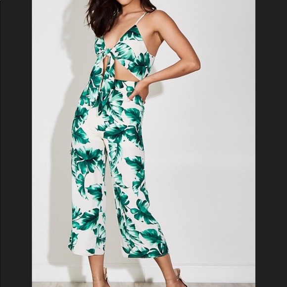Blue Blush Pants - Blue Blush Palm Print Jumpsuit